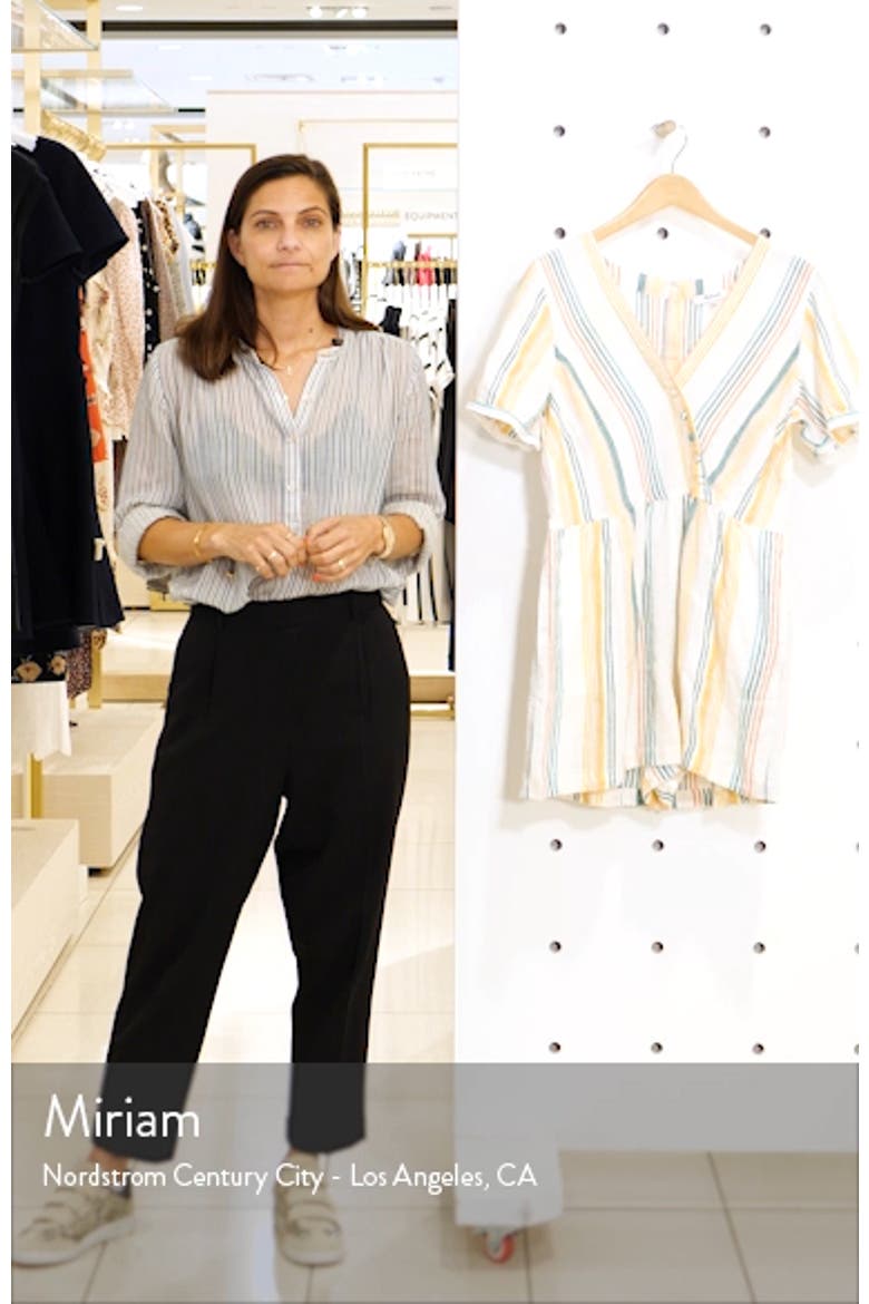 Stripe Linen Button Wrap Romper video