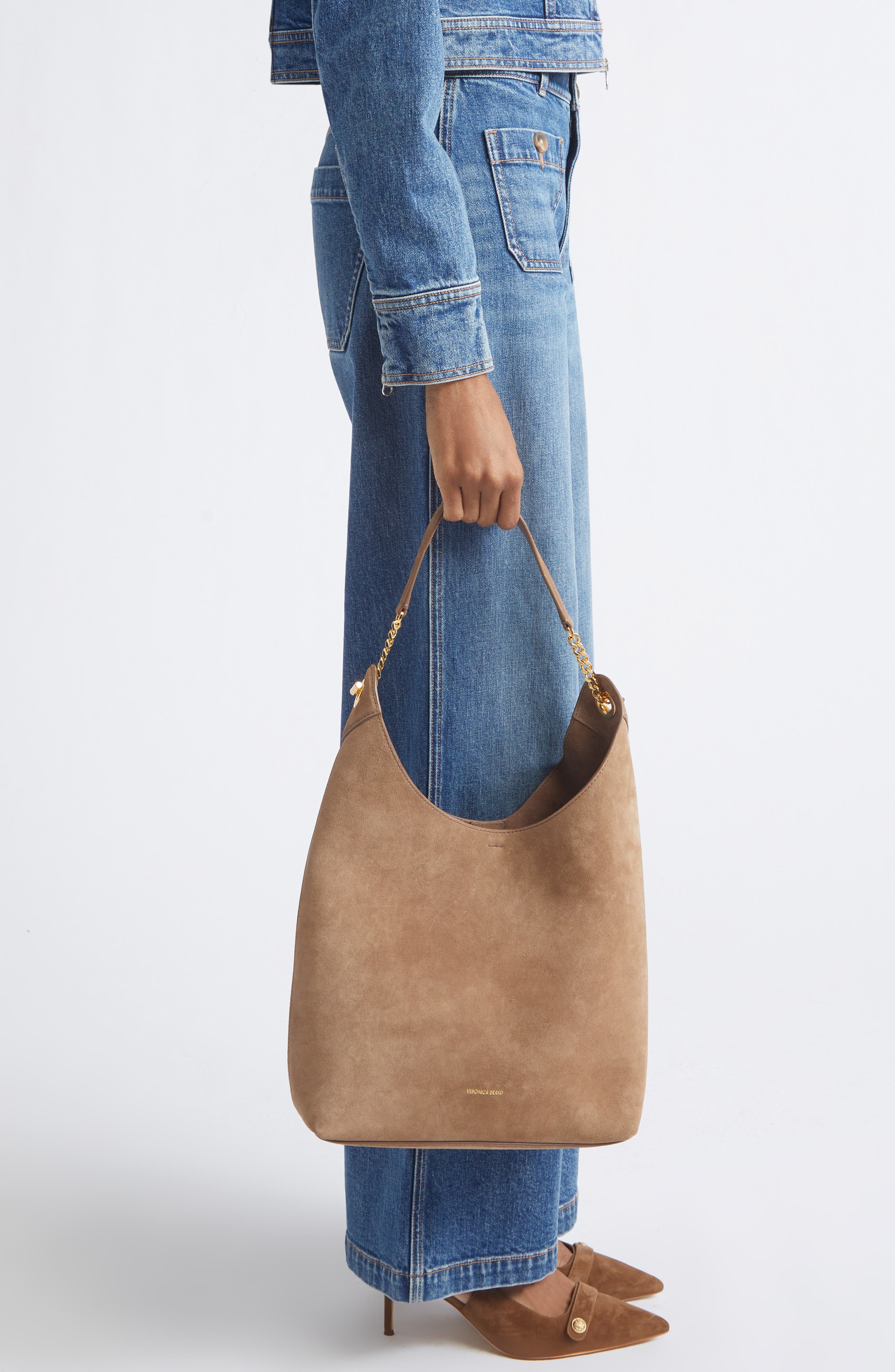 Small Jour Suede Shoulder Bag, Alternate, color, BARK