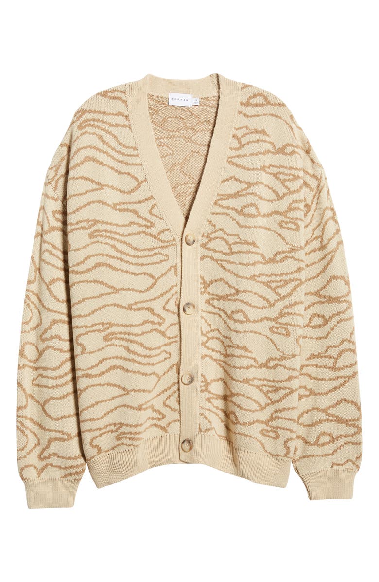 Topman Animal Stripe Oversize Cardigan, Alternate, color, 