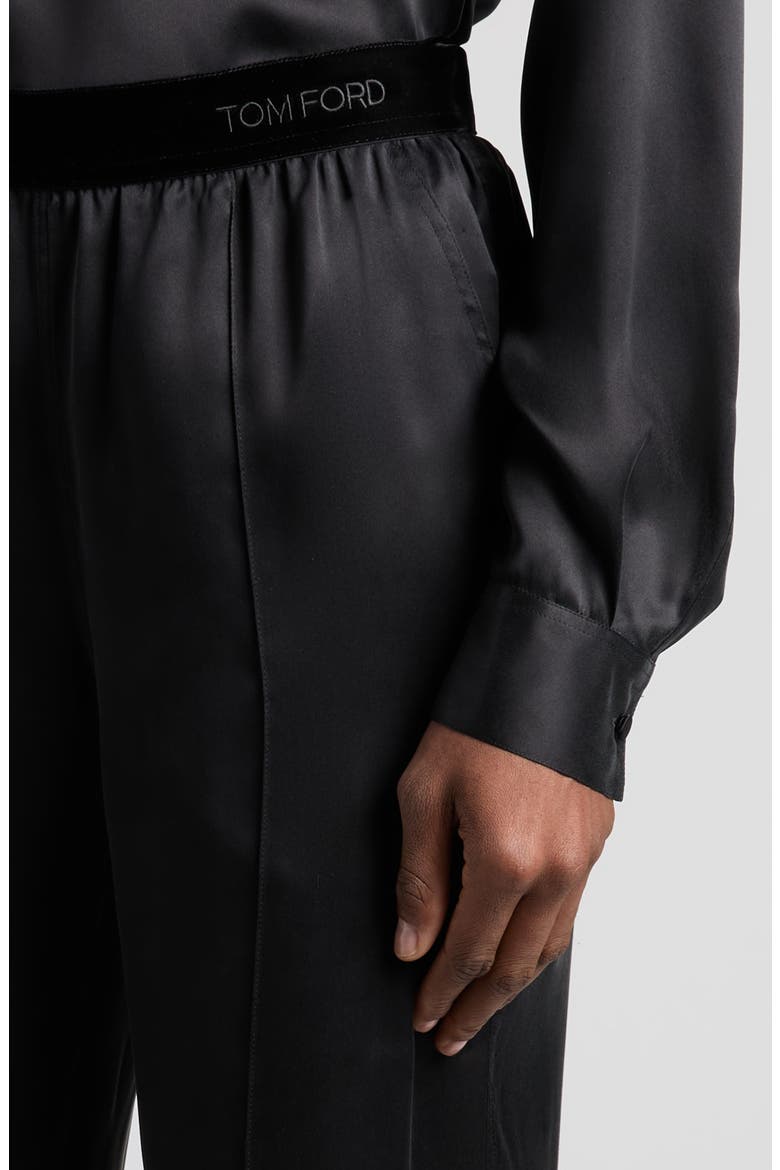 Silk Satin Pajama Pants, Alternate, color, BLACK
