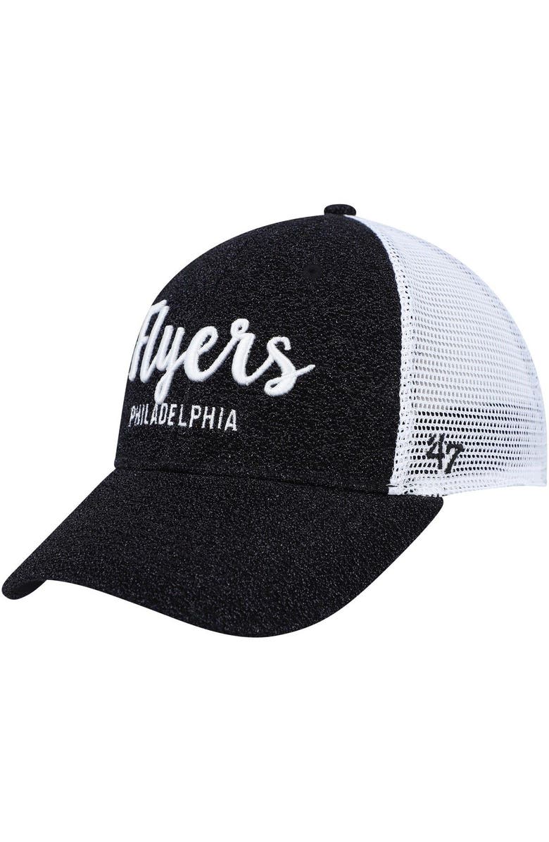 '47 Women's '47 Black/White Philadelphia Flyers Encore MVP Trucker Snapback Hat, Main, color, Black