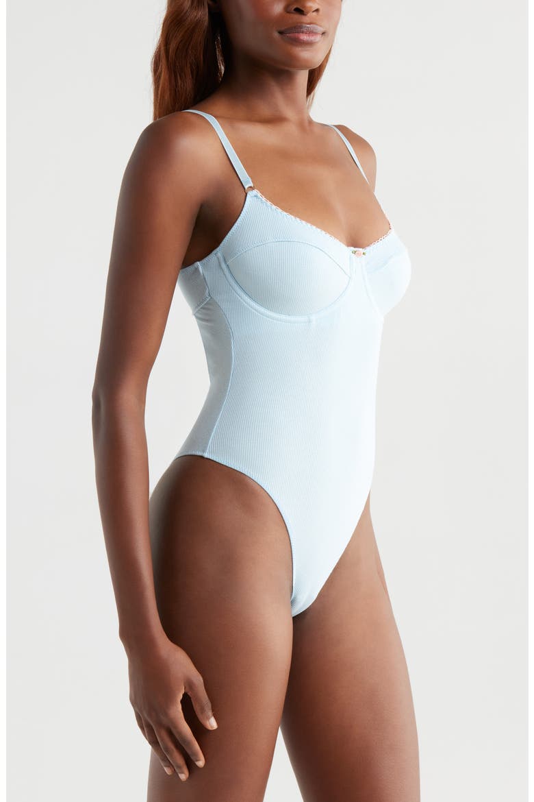 Rib Underwire Bodysuit, Alternate, color, POWDER BLUE