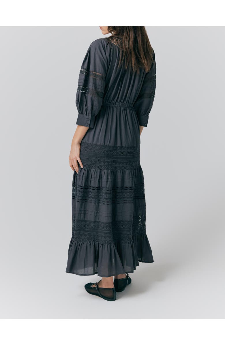 Ghost London Leoni Lace Trim Cotton Midi Dress, Alternate, color, Charcoal