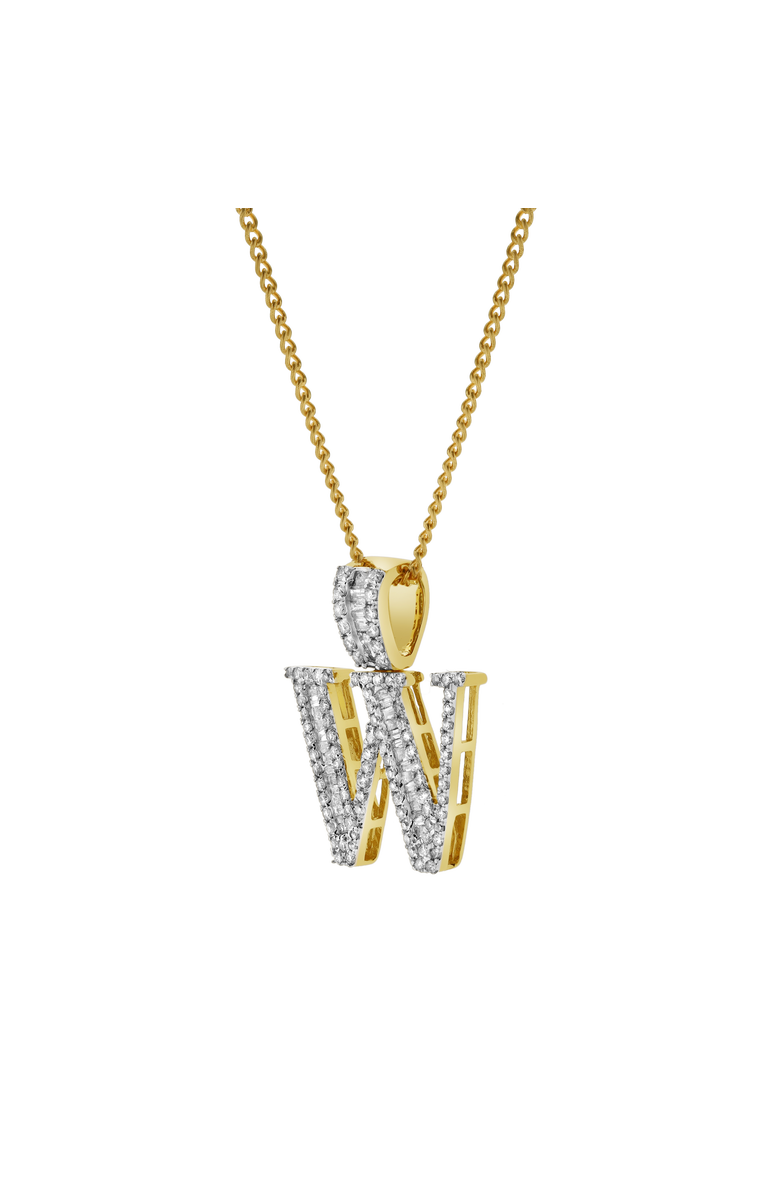 LuvMyJewelry W Initial Diamond Pendant 10K Yellow Gold - 0.82 Carats, Alternate, color, 10K Yellow Gold -