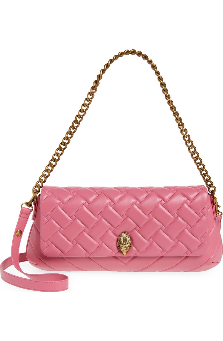 Kurt Geiger London Long Kensington Quilted Leather Shoulder Bag, Main, color, Pink