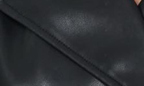 Habitual Faux Leather Crop Trench Coat In Black