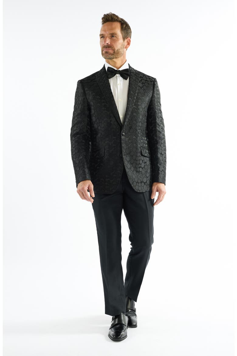 Dotted Jacquard Evening Jacket, Alternate, color, BLACK