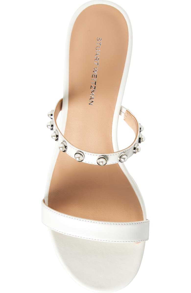Stuart Weitzman Pearly Strap Block Slide 50 Sandal, Alternate, color, White