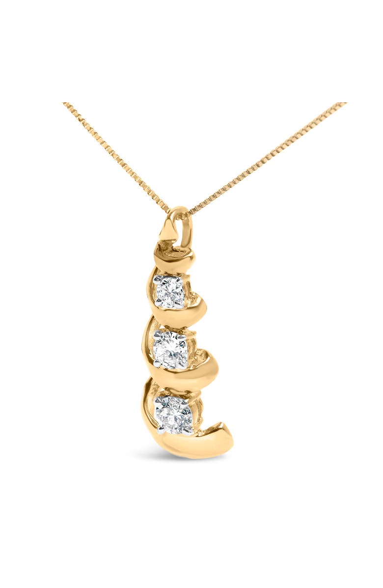Haus of Brilliance 10k Yellow Gold 1/4 Cttw Diamond 3 Stone Swirl and Drop Pendant Necklace, Alternate, color, Yellow Gold