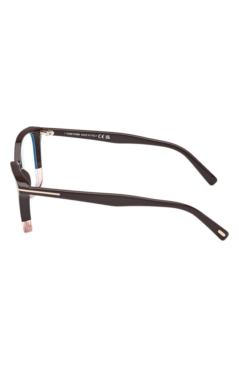 TOM FORD 56mm Cat Eye Blue Light Blocking Optical Glasses, Alternate, color, Brown Blush Pink Brown