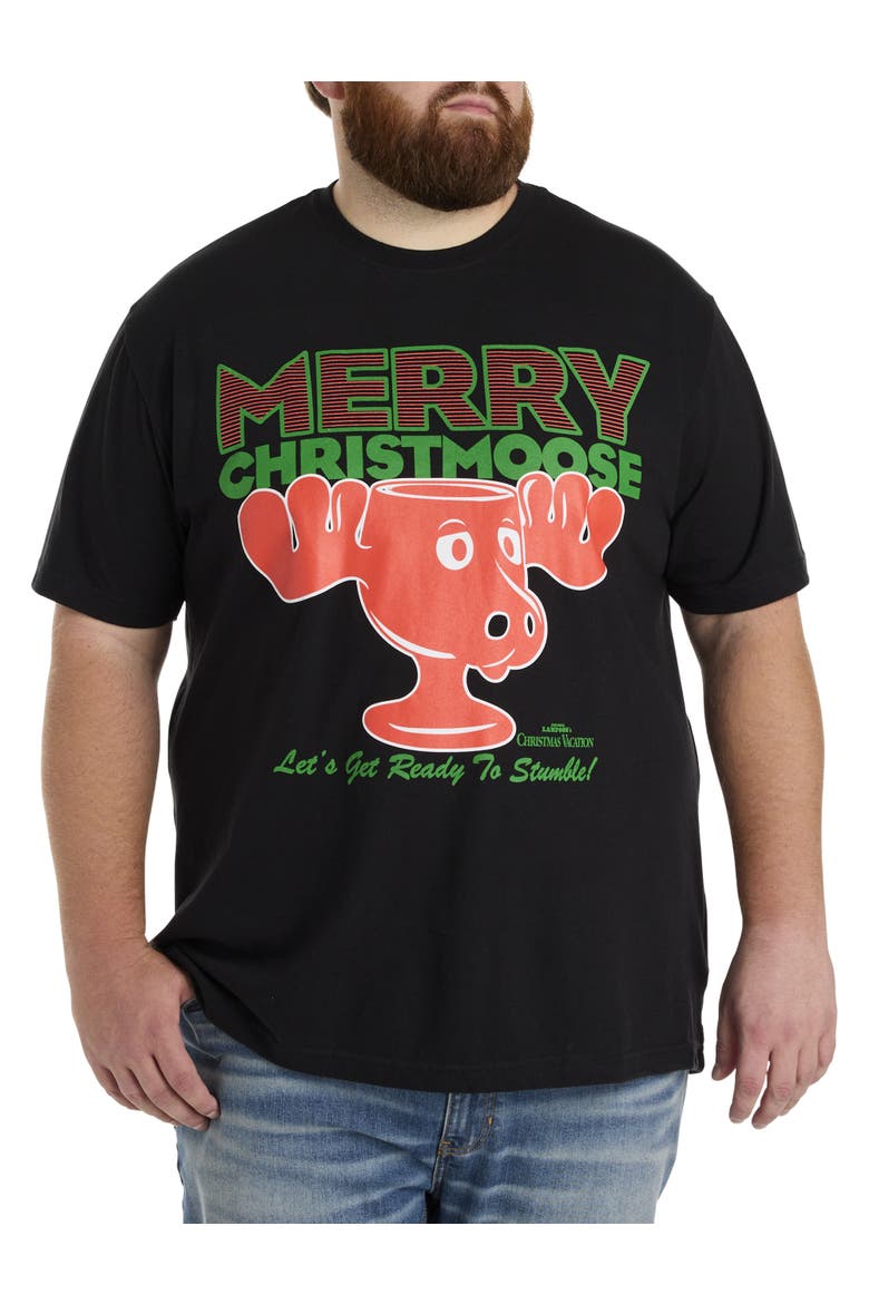 Big & Tall Griswold Merry Christmoose Graphic Tee, Main, color, BLACK