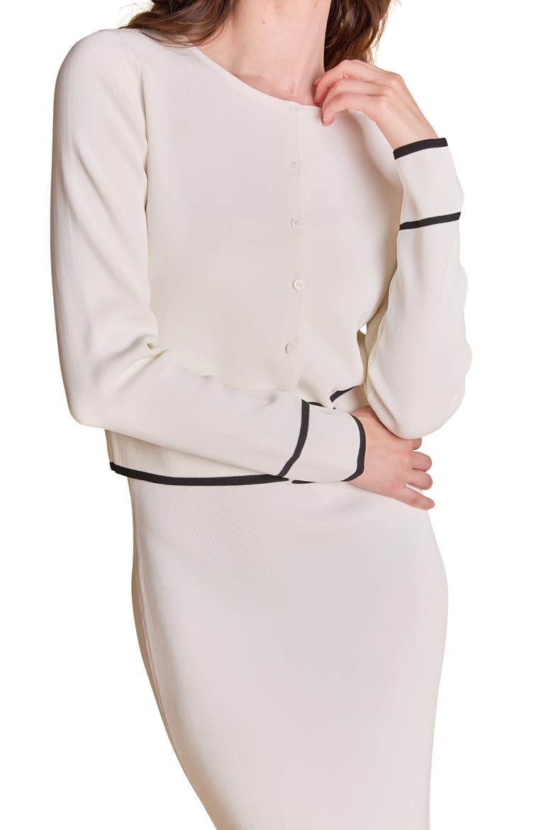 Conrast Stripe Cardigan, Alternate, color, WHITE/ BLACK