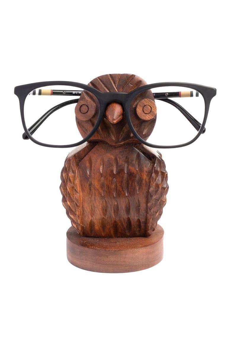 Owl Eyeglass Holder Stand, Main, color, Brown
