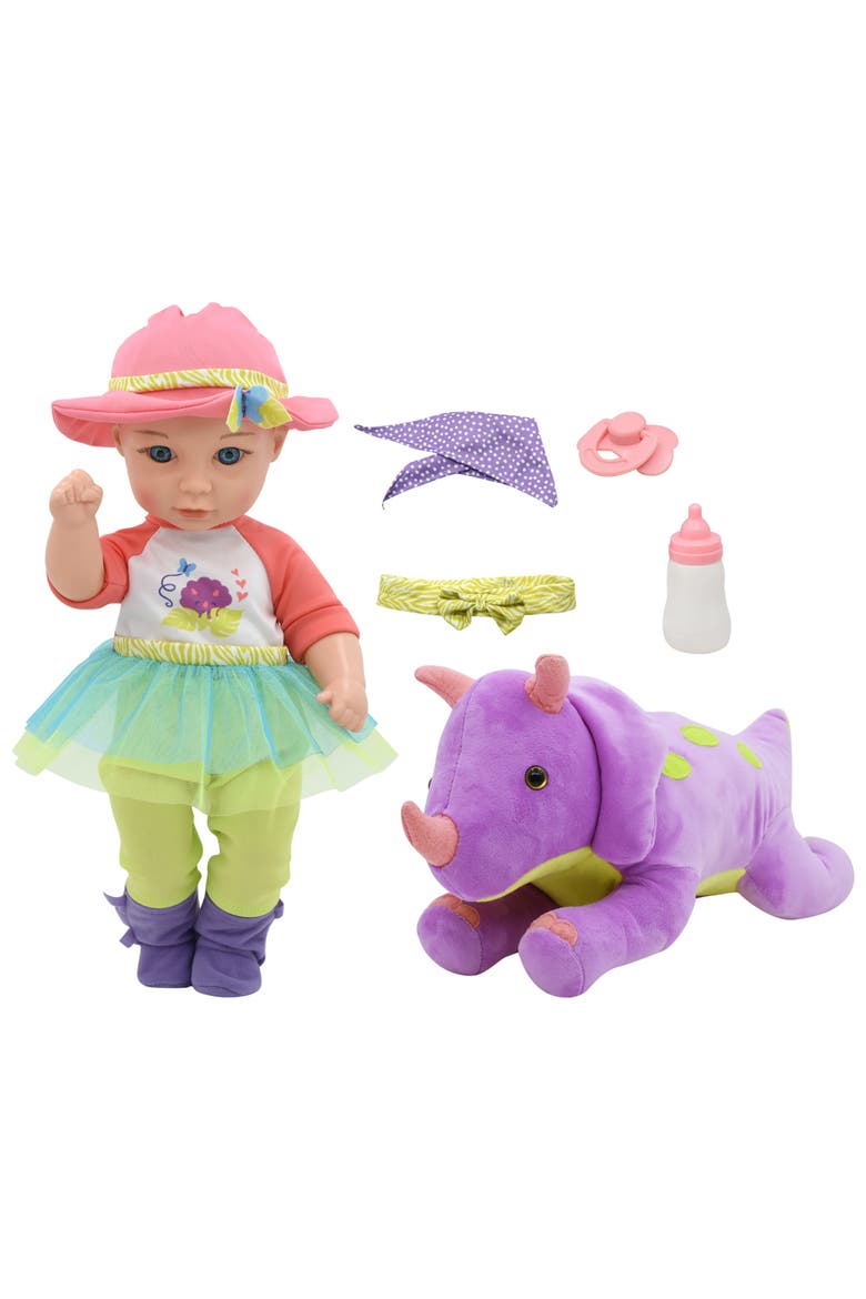 Hop On Baby & Plush Dino 15", Main, color, Multicolored