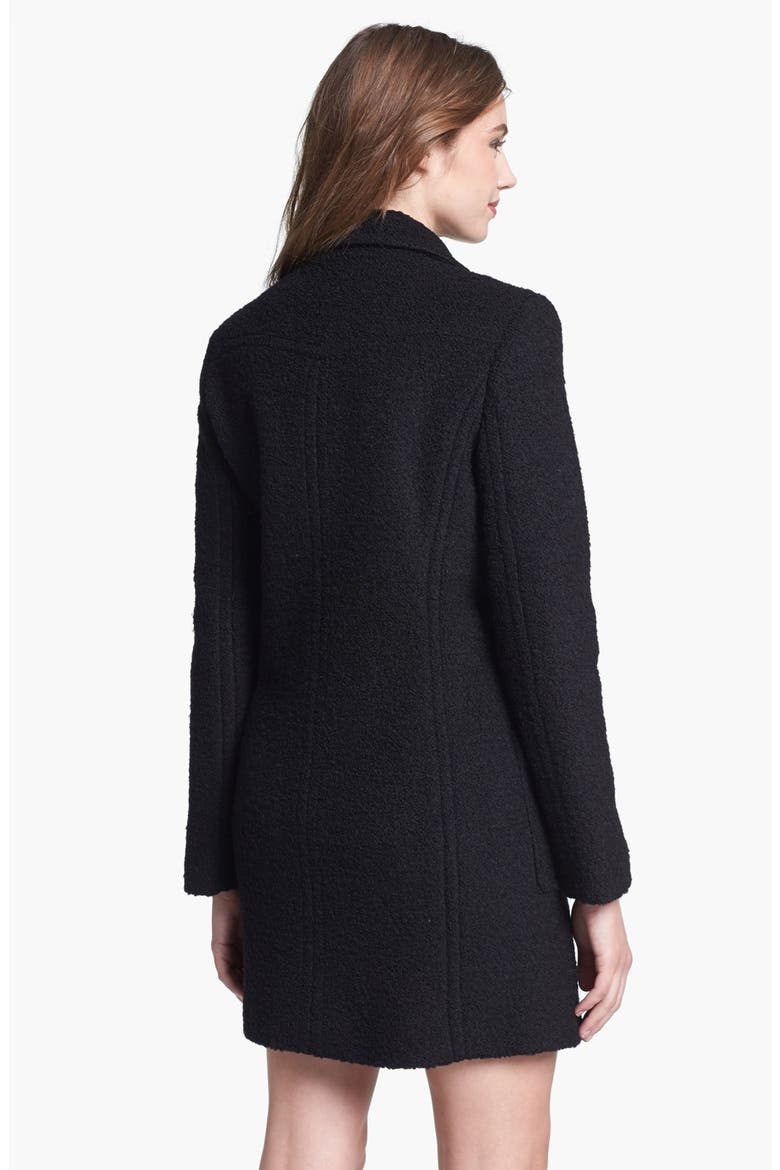 Double Breasted Bouclé Coat, Alternate, color, BLACK