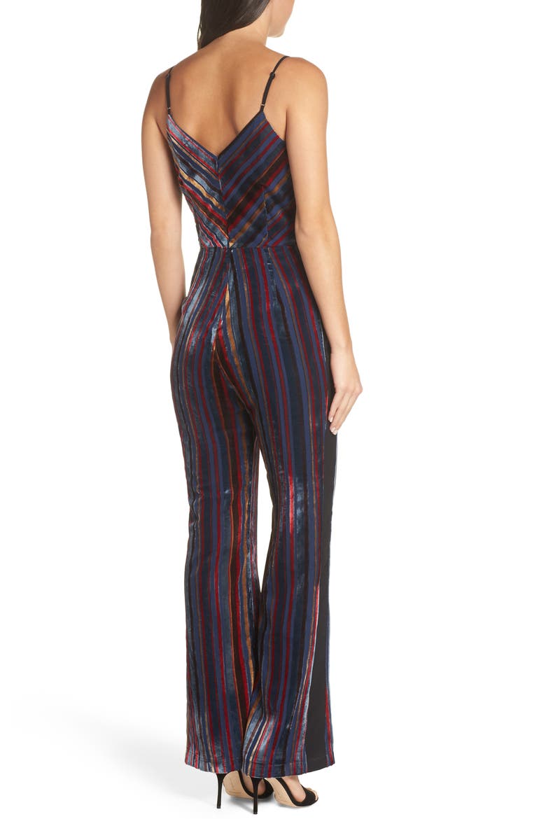 Stripe Velvet Jumpsuit, Alternate, color, NAVY MULTI