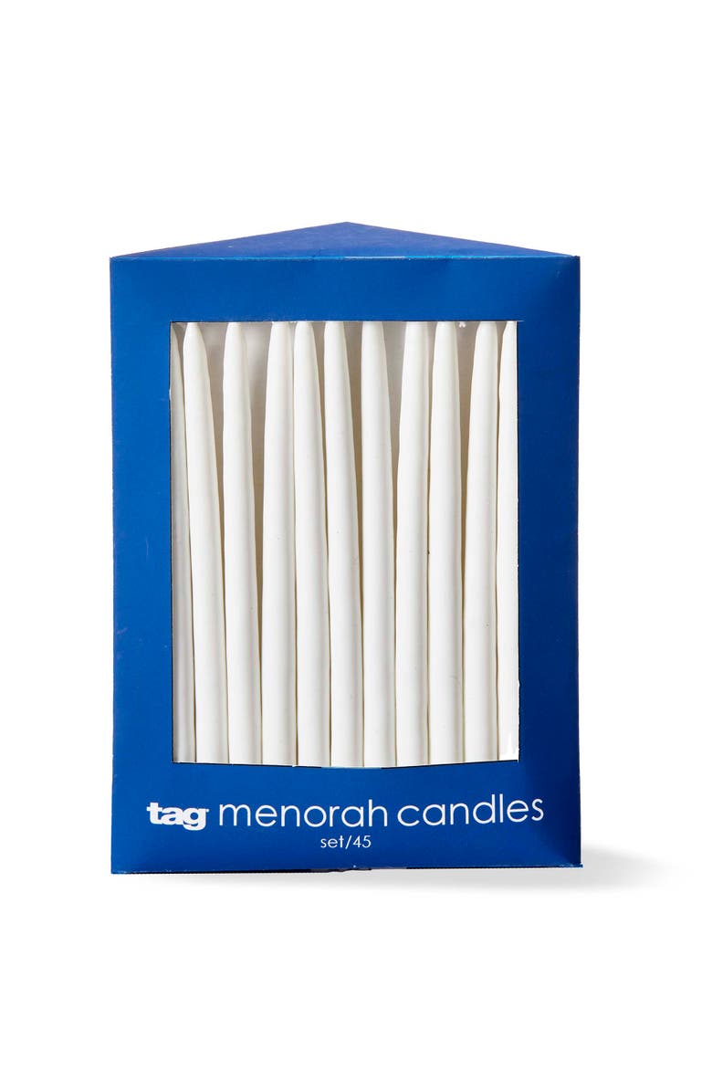 tag Hanukkah White Taper Candles Set of 5 for Celebrations, Main, color, White