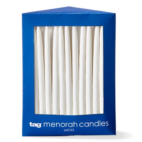 Hanukkah White Taper Candles Set of 5 for Celebrations