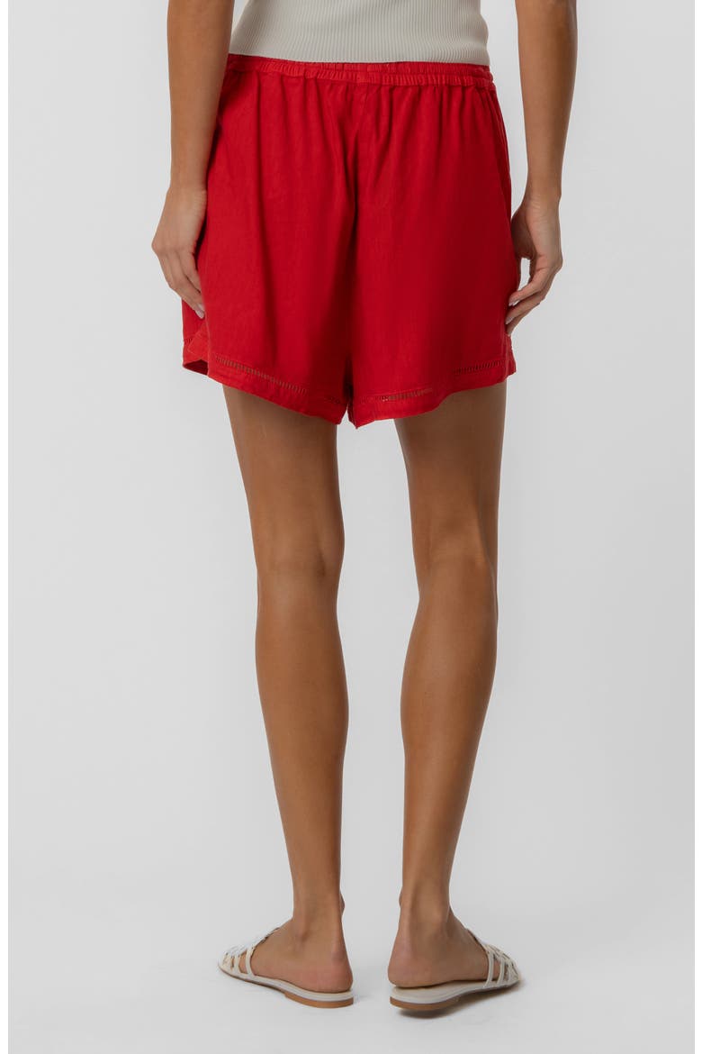 Aria Linen Blend Drawstring Shorts, Alternate, color, TOMATO