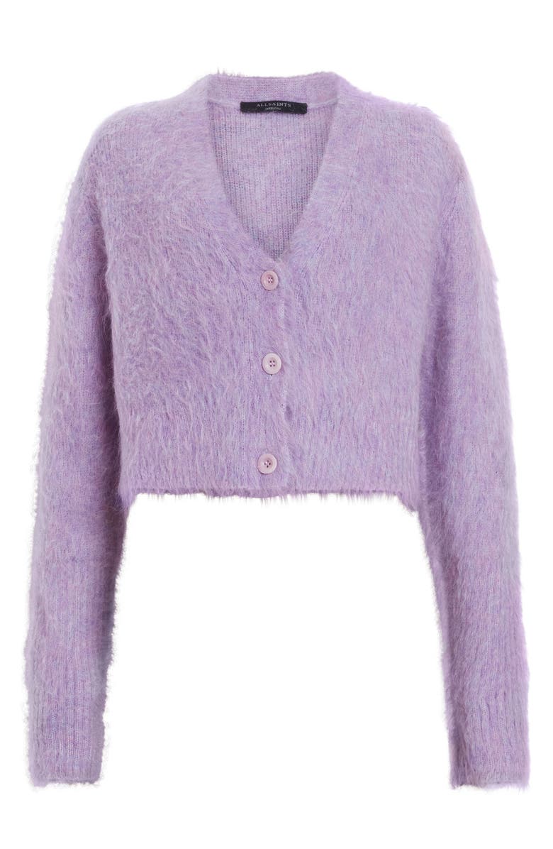 AllSaints Wick Crop Cardigan, Alternate, color, Lilac Haze