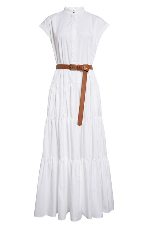 Max Mara Bairo Cotton Tiered Shirtdress In Optical White