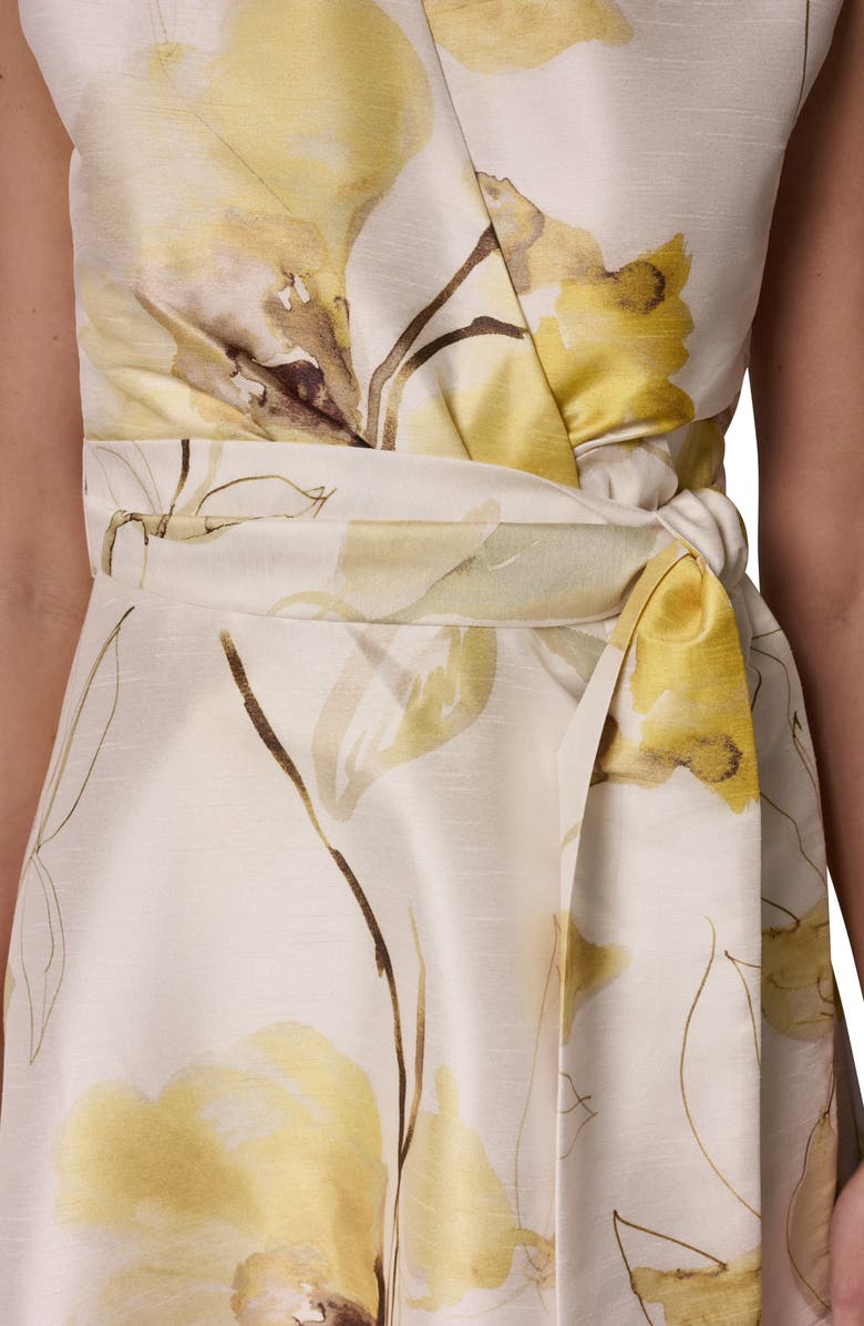 Donna Karan New York Floral Print Wrap Dress, Alternate, color, Limoncello