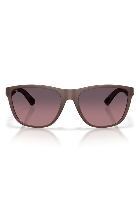 57mm Polarized Rectangular Sunglasses