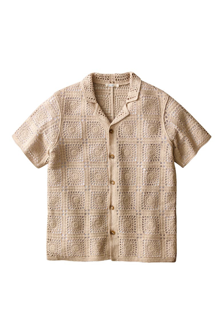 Callum Open Stitch Short Sleeve Button-Up Shirt, Alternate, color, VINTAGE KHAKI