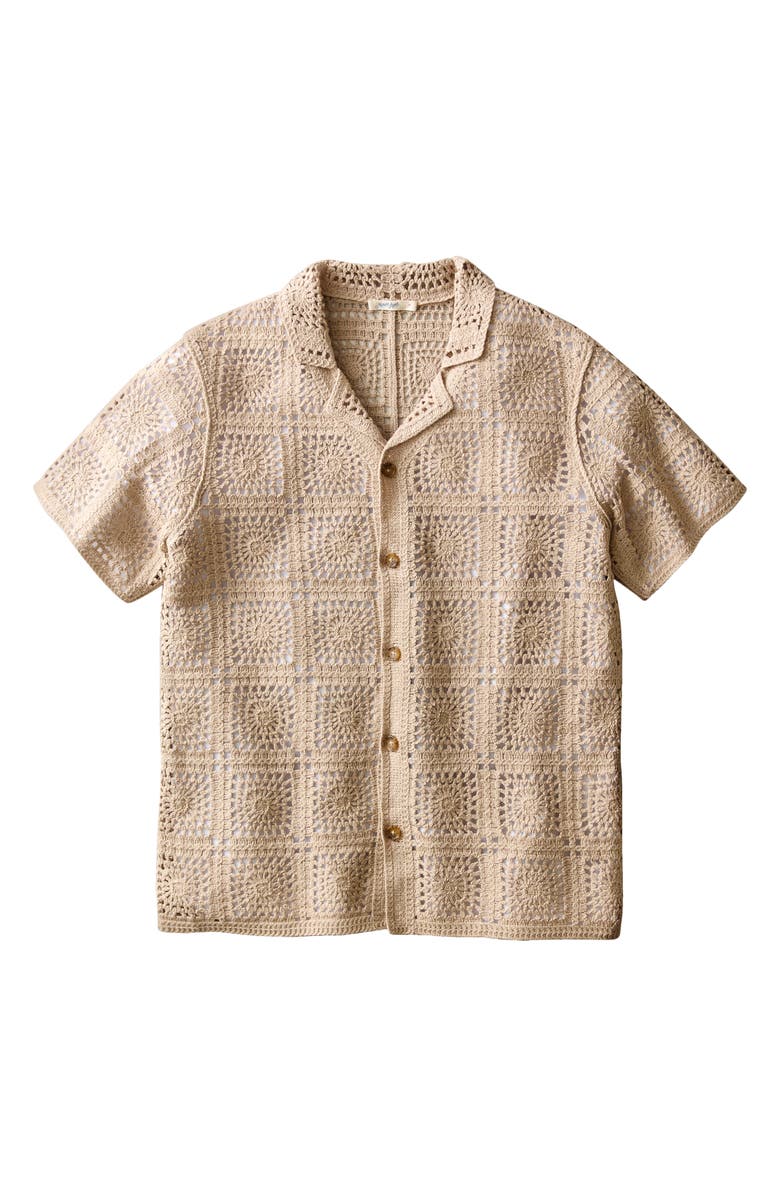 Marine Layer Callum Open Stitch Short Sleeve Button-Up Shirt, Alternate, color, Vintage Khaki