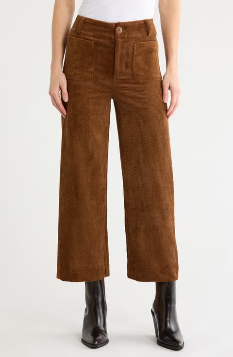 Wide Leg Cropped Corduroy Pants