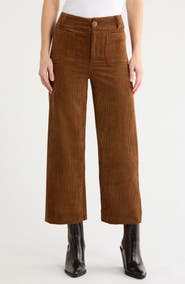T Tahari Wide Leg Cropped Corduroy Pants