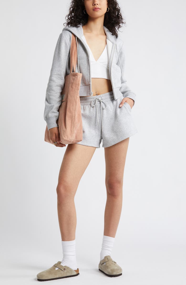 BP. Elastic Waist Fleece Shorts, Alternate, color, Grey Soft Heather