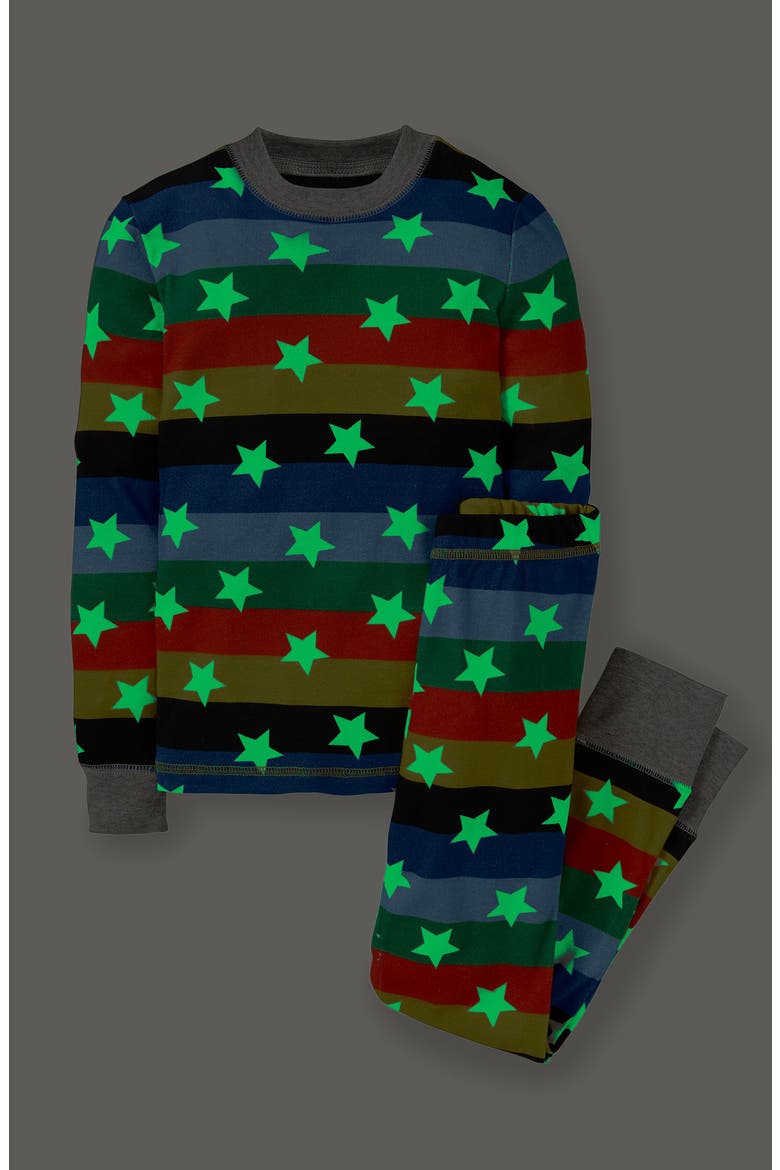 Kids' Glow in the Dark Fitted Two-Piece Pajamas, Alternate, color, RAINBOW GLOWING STARS