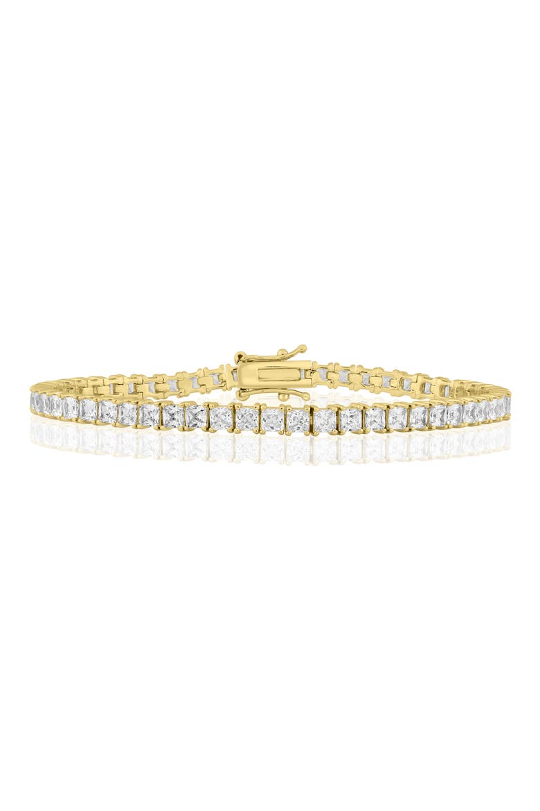 4mm Square Cubic Zirconia Tennis Bracelet, Main, color, GOLD