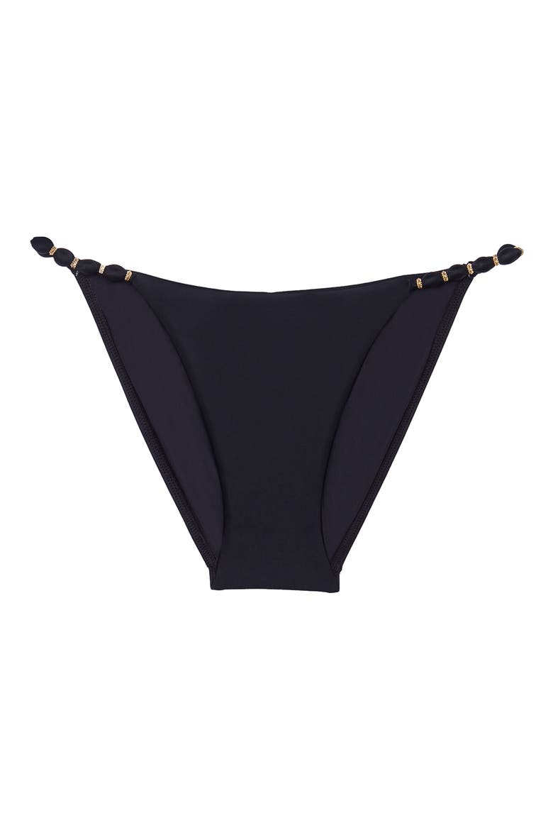 Beaded & Knot Detail Bikini Bottoms, Alternate, color, BLACK