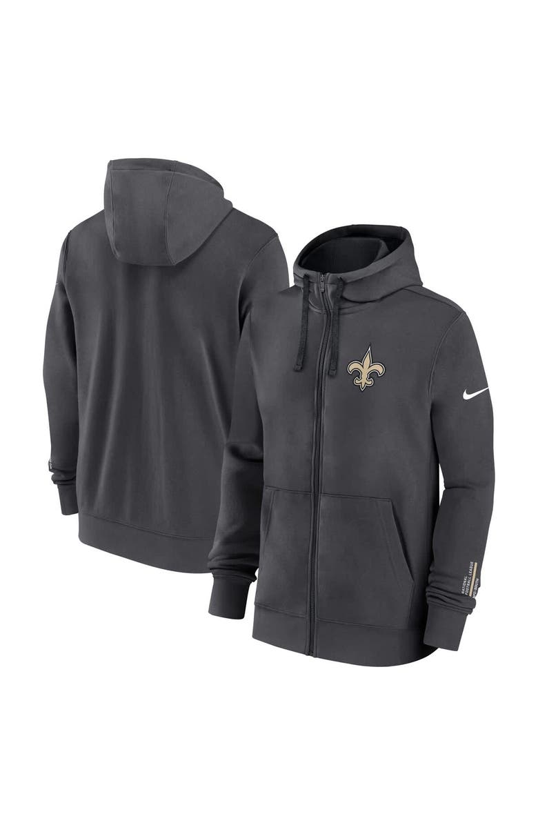 Nike Men's Nike Anthracite New Orleans Saints Primetime Club Full-Zip Hoodie, Main, color, Anthracite