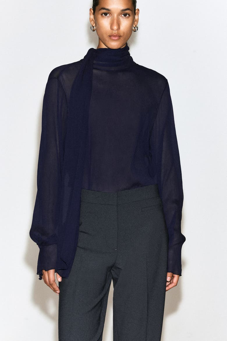 Twill Cropped Flared Pants, Alternate, color, NAVY