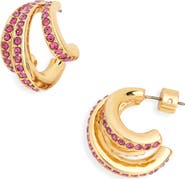 Kurt Geiger London Pavé Crystal Triple Huggie Hoop Earrings