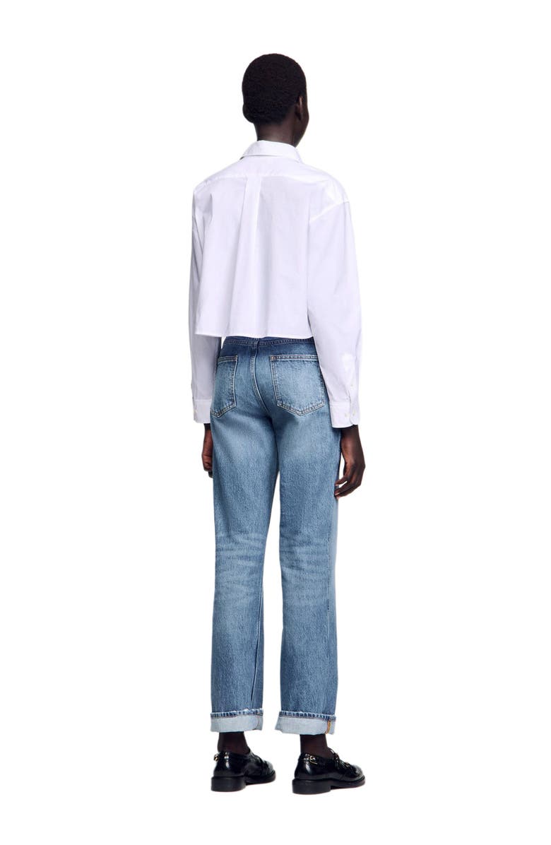 SANDRO Cropped poplin shirt, Alternate, color, White