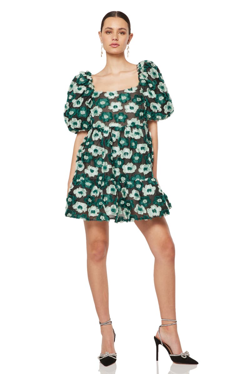 Elliatt Helene Floral Puff Sleeve Babydoll Dress, Alternate, color, 