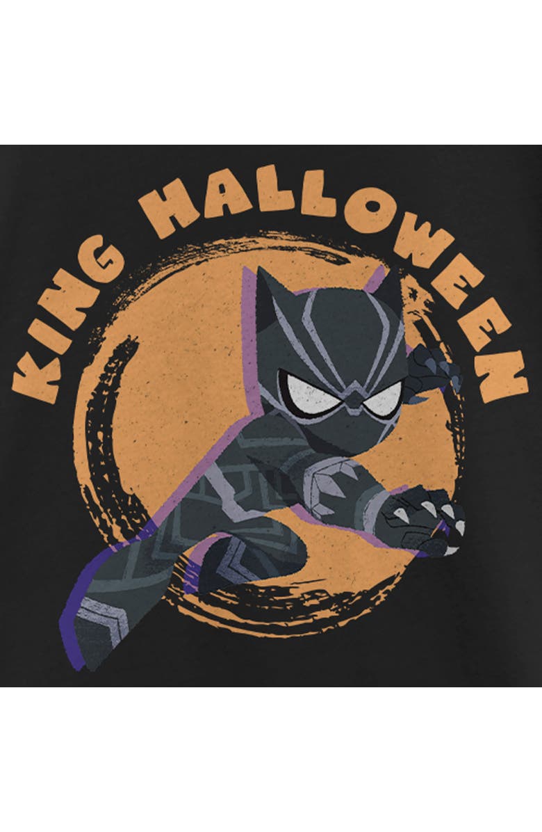 Marvel Girl's Marvel Animated Black Panther King Halloween Graphic T-Shirt, Alternate, color, Black