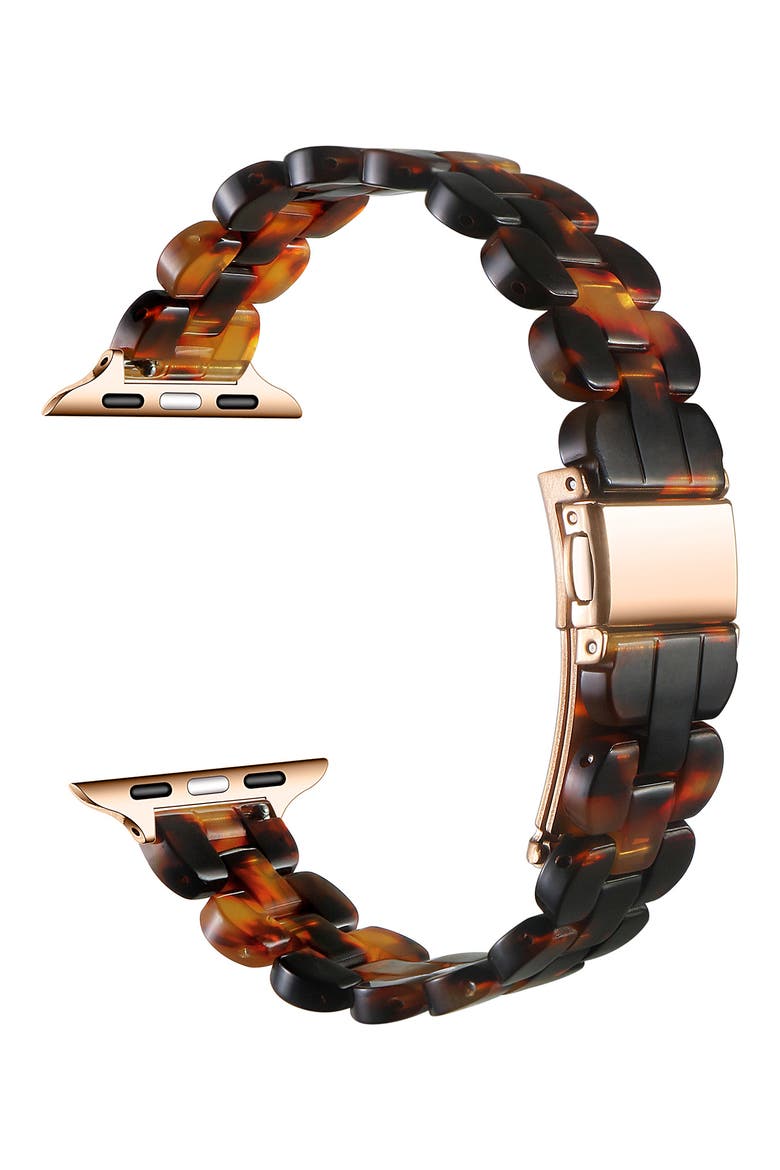 Elle Resin Link Apple Watchband, Alternate, color, CHOCOLATE TORTOISE