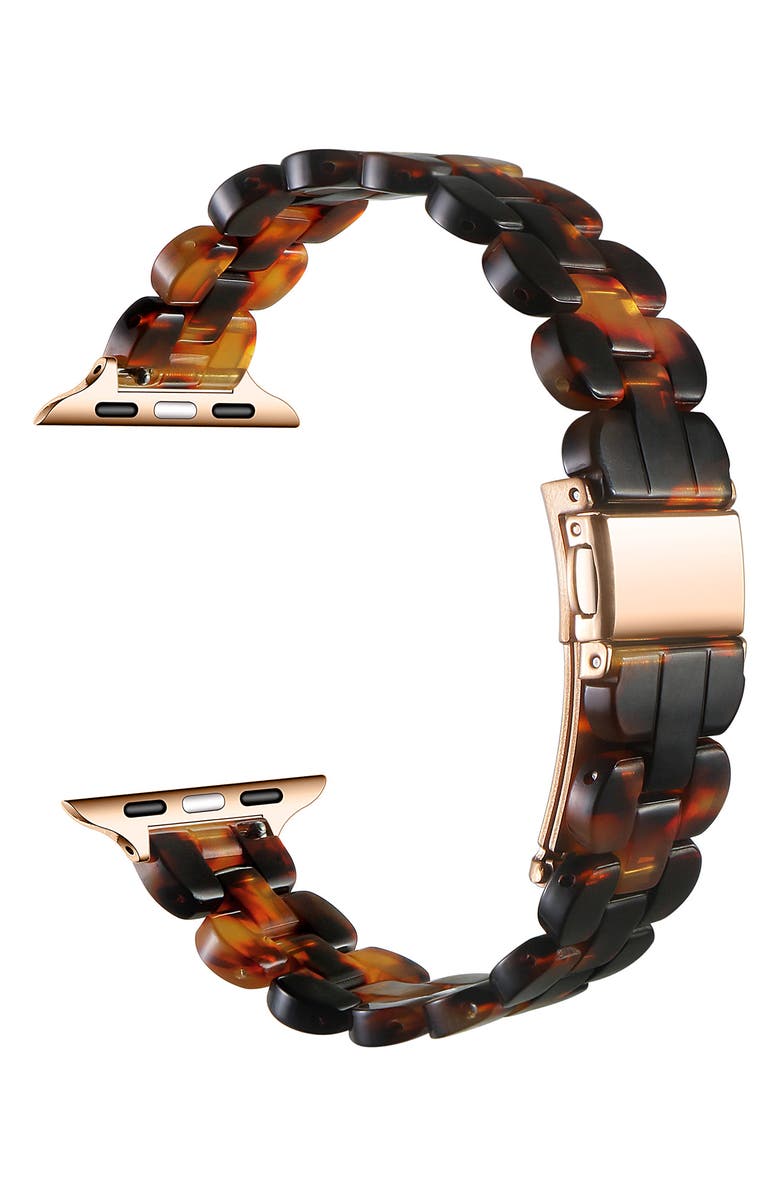 Posh Tech Elle Resin Link Apple Watchband, Alternate, color, Chocolate Tortoise