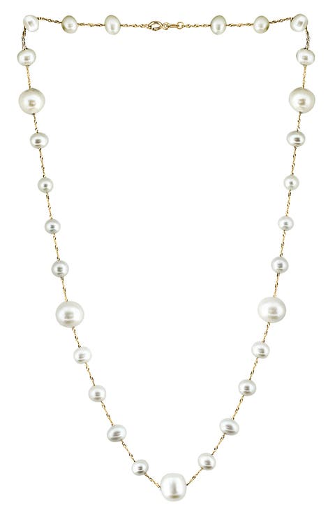 14K Yellow Gold 9-9.5mm Freshwater Pearl Necklace