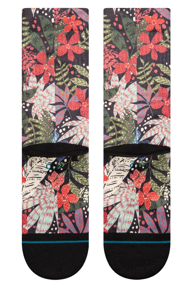 Seacret Garden Floral Tube Socks, Alternate, color, BLACK MULTI