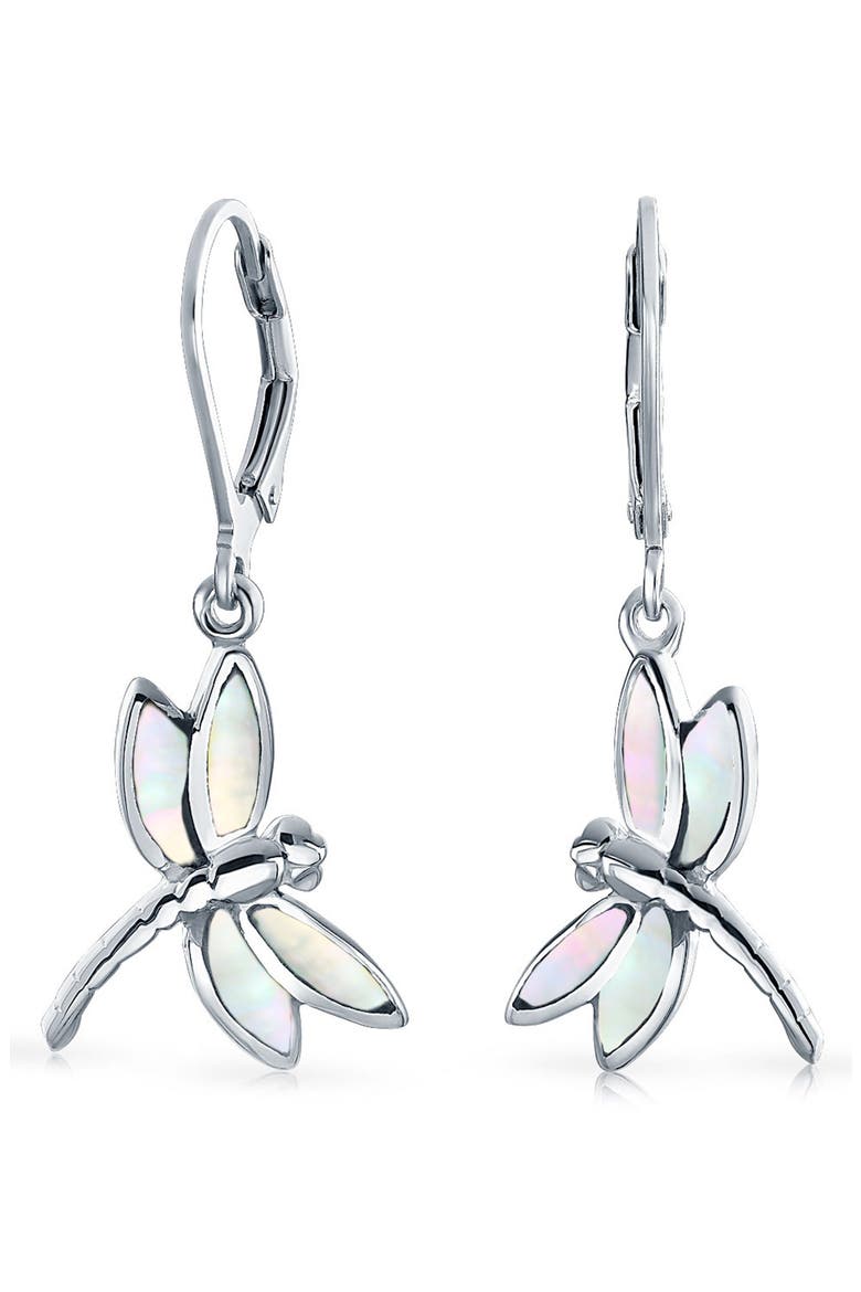 Dragonfly Drop Earrings, Main, color, WHITE