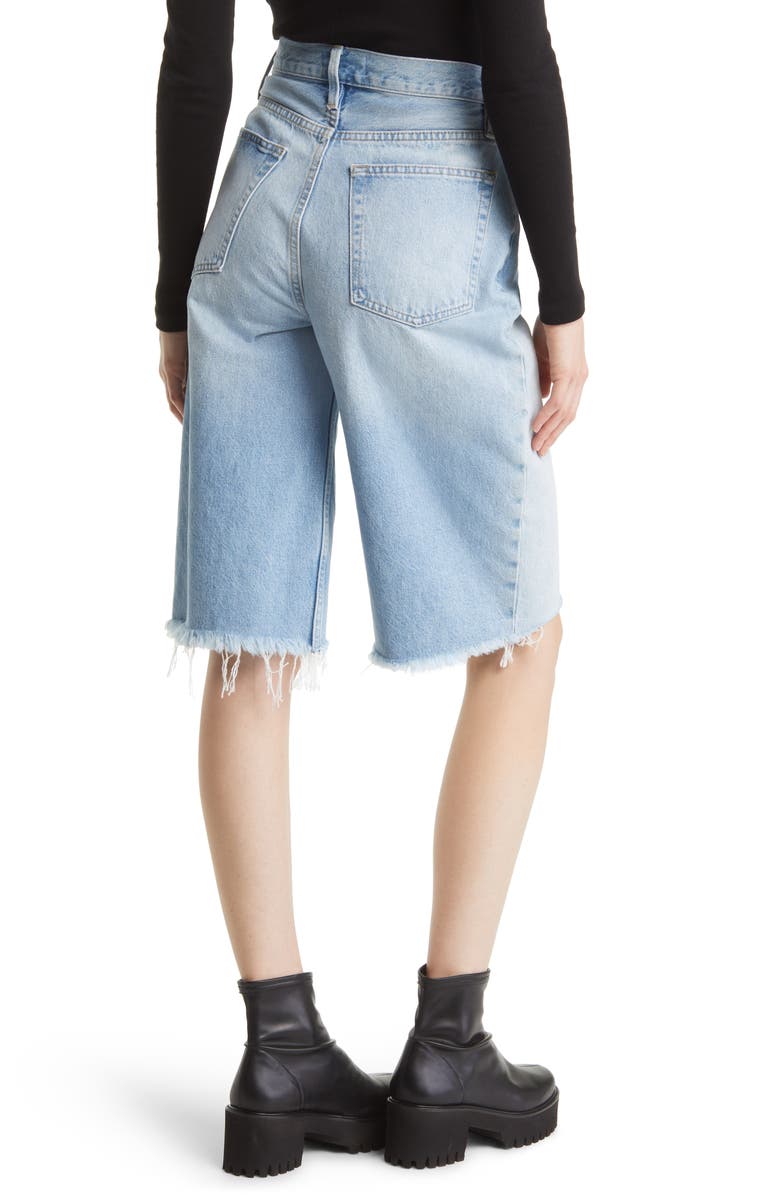 FRAME High Waist Raw Hem Wide Leg Bermuda Shorts, Alternate, color, Zona