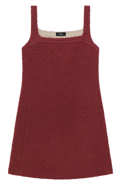 Theory Sleeveless Tweed Minidress In Burgundy