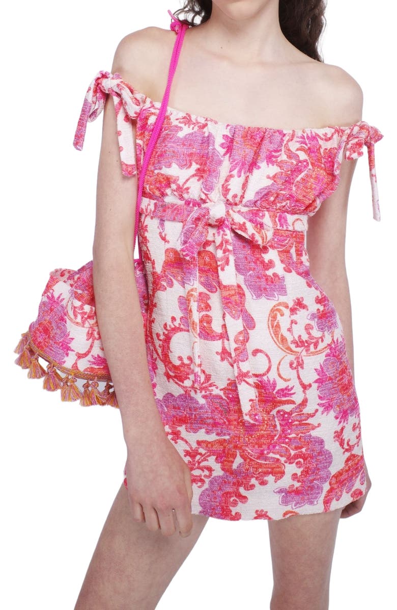 Anna Sui Arabesque Linen Tie Mini Dress, Alternate, color, 