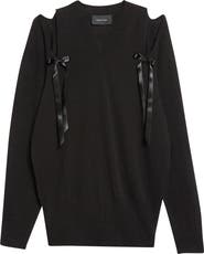 Simone Rocha Ribbon Slashed Cashmere Sweater